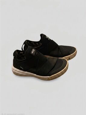 Vans Women’s Black Slip-On Athletic Sneakers with Cream Trim